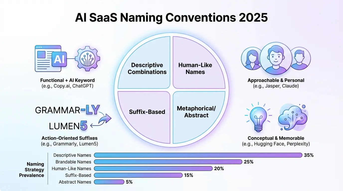 Historical evolution of AI product naming strategies showing linguistic changes