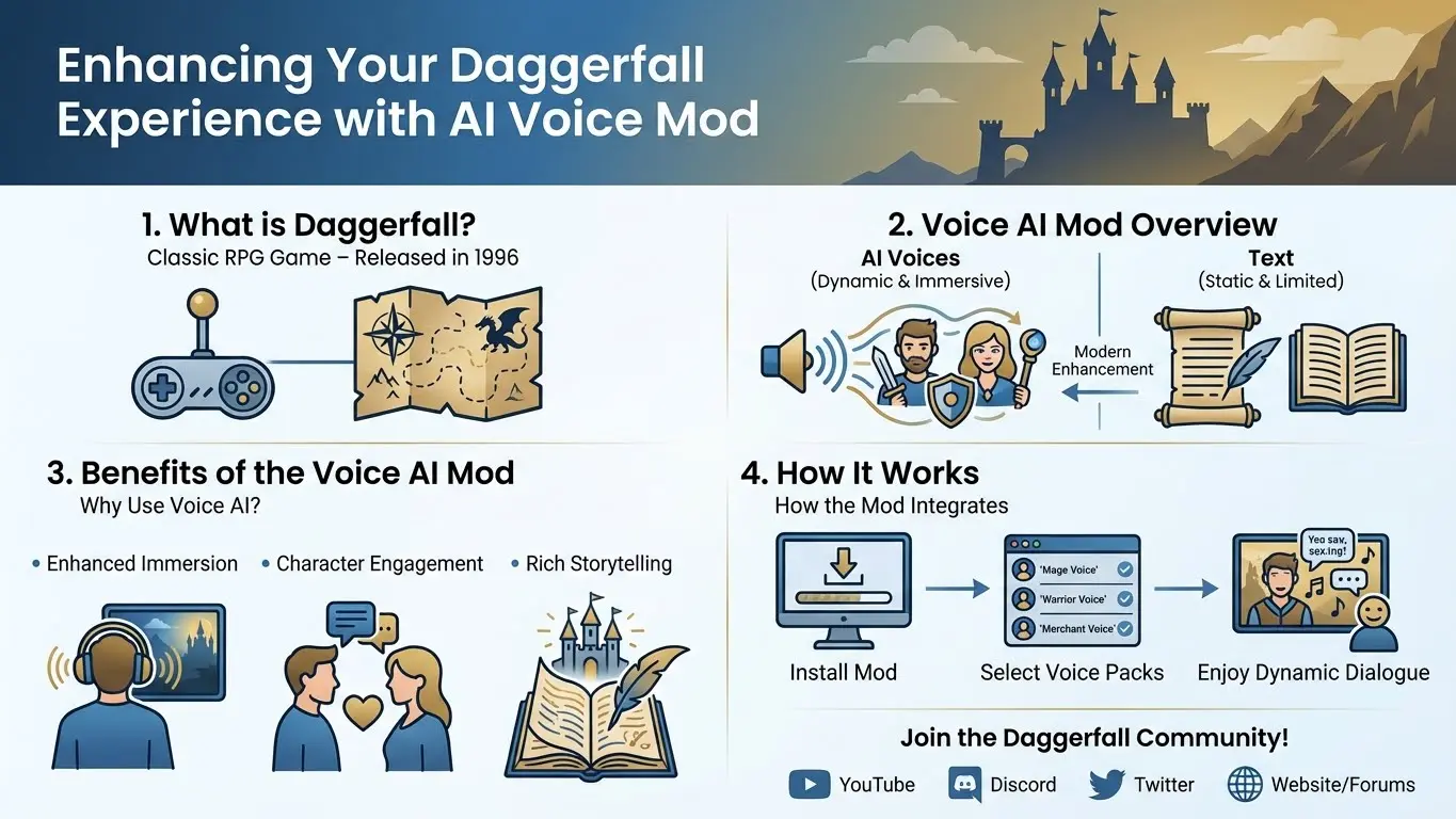 Daggerfall Unity with Voice AI Mod interface showing conversation options