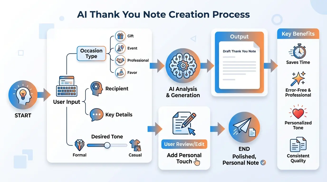 Example of AI-generated thank you card showing personalized message