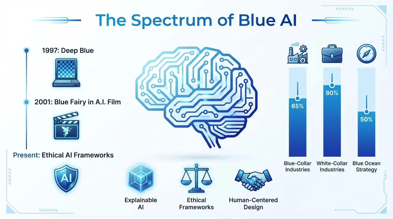 Blue artificial intelligence neural network visualization