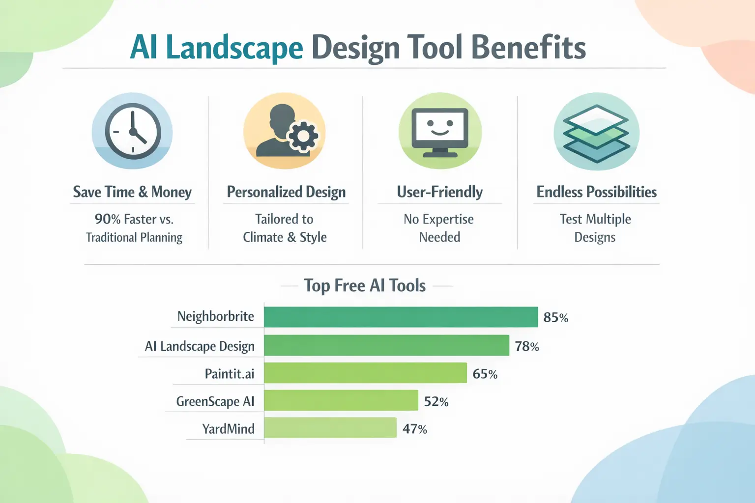 AI landscape design process showing garden transformation