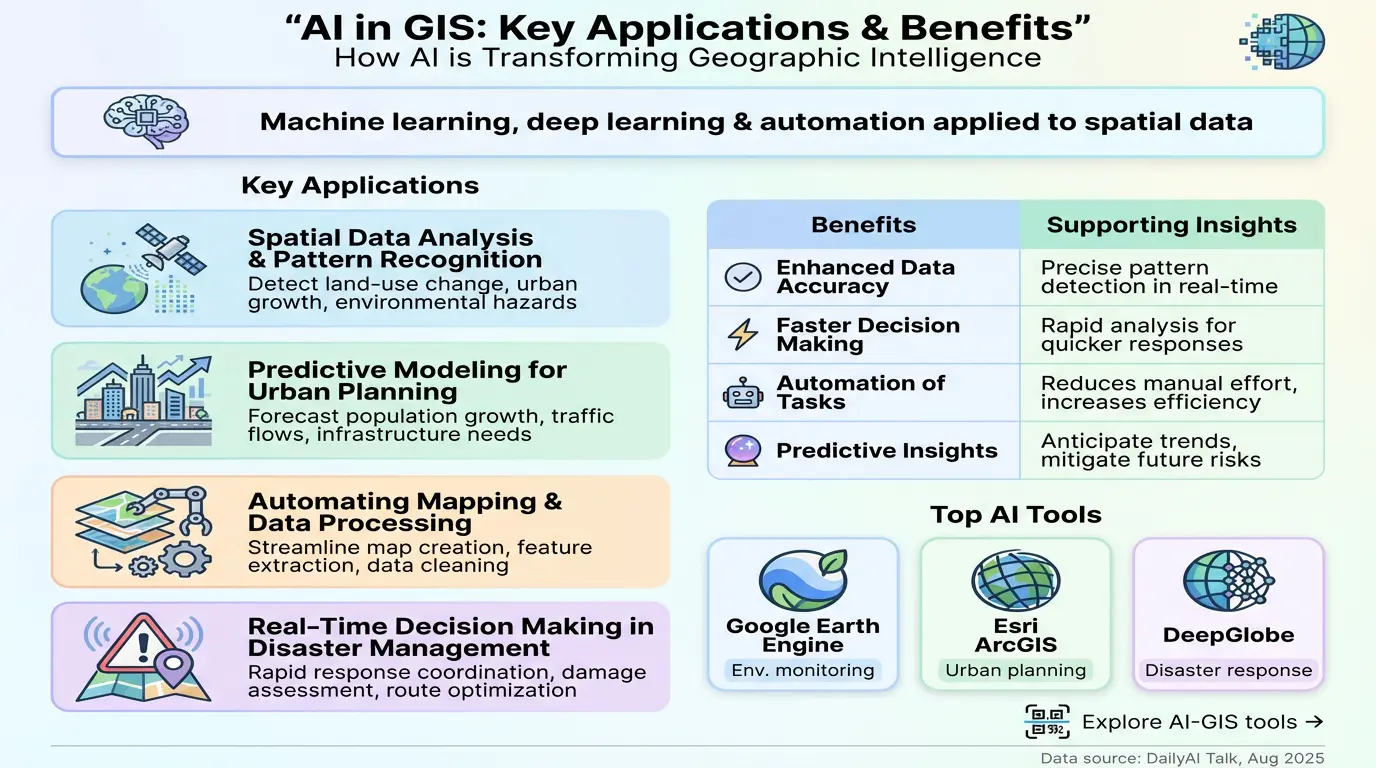 AI GIS applications visualizing smart city data and spatial patterns