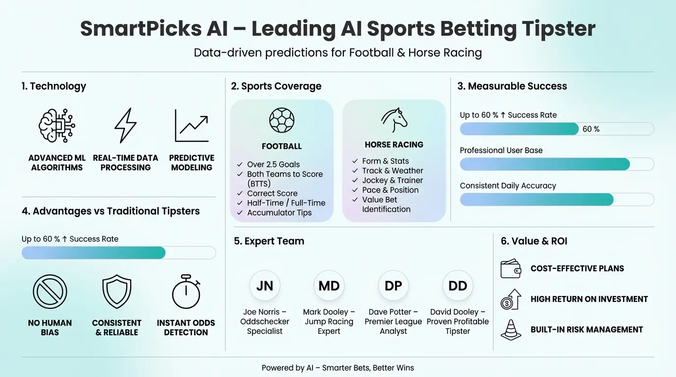SmartPicks AI sports betting tipster dashboard showing data analytics