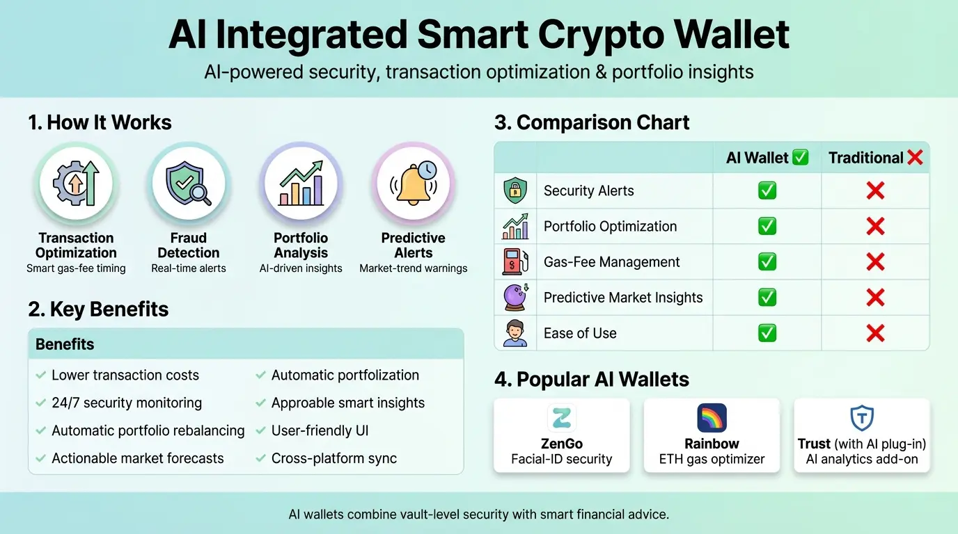 Ai Integrated Smart Crypto Wallet: Boost Security, Slash Gas Fees 2 AI integrated smart crypto wallet dashboard showing security alerts and portfolio analytics